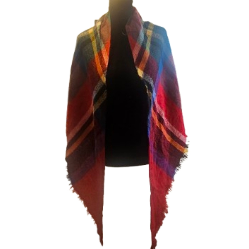 Plaid Triangle Scarf / Shawl